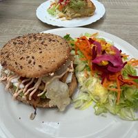 Sriracha bread burger  at Veganitessen in Sevilla