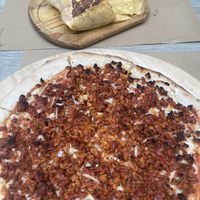 Spicy Chori pizza and Burrito   at Veganitessen in Sevilla