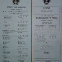 Menu at Señor Piña Las Ramblas in Barcelona