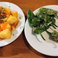 Patatas Bravas / Pimientos Patron (already ate some) at Bar España in Mallorca