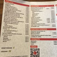 Menu at Bar España in Mallorca