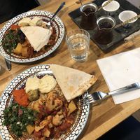 Vegan mix with libanese coffee at Downtown Deli in Gothenburg