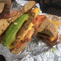 Vegan JUST Egg & Cheeze with Beyond Sausage at Roland Park Bagels in Baltimore