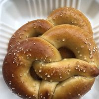 Soft pretzels, come with a vegan beer cheeze at Roland Park Bagels in Baltimore
