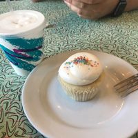 Vanilla milkshake and cupcake  at Sticky Fingers Bakery in Washington