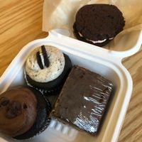 Chocolate Cupcakes, Brownie, Chocolate Strawberry Cookie Sandwich at Sticky Fingers Bakery in Washington