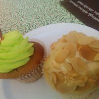 Strawberry lemonade, coconut cupcakes. Moist and tasty. at Sticky Fingers Bakery in Washington