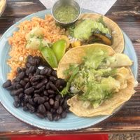 Potato & grilled veggie soft tacos.  at Quecho Elevated Mexican Eatery in Julian