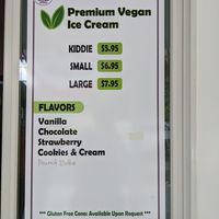 Separate vegan menu at Twin Acres Ice Cream Shoppe in Sandwich