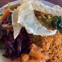 buffet of the day, including delicious pineapple chutney and coconut sambol at Citrus in Fitzroy North
