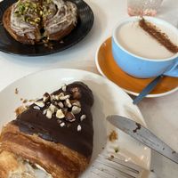 chocolate and hazelnut croissant & sticky chai  at Oh My Days in Glebe