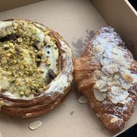 Pistachio roll, and almond croissant   at Oh My Days in Glebe