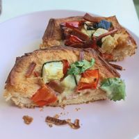 savory pastry (eggplant cream, maple bacon and veggies) - inside at Oh My Days in Glebe