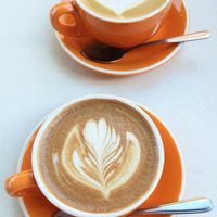 mocha (bottom) and flat white (top) at Oh My Days in Glebe