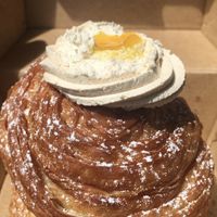 Vegan croffin with mango and macadamia cream filling   at Oh My Days in Glebe