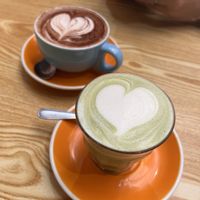 Hot chocolate and matcha latte   at Oh My Days in Glebe