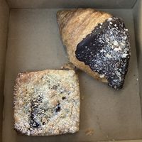 Delicious & tasty chocolate croissant with amazing gooey chocolate filling + yummy cherry Danish  …  We LOOOOVED these 😋  at Oh My Days in Glebe