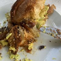 Croissant with avocado and scrambleed eggs  at Oh My Days in Glebe