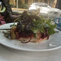 Beetroot relish with salad on a sourdough doorstop  at Oh My Days in Glebe