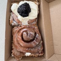 Blueberry bun and regular cinnamon bun  at Oh My Days in Glebe