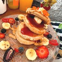 PB & J pancakes  at Mama Carmen's Coffee & Bakery in Mallorca