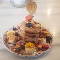 PB and jelly lovers pancakes at Mama Carmen's Coffee & Bakery in Mallorca