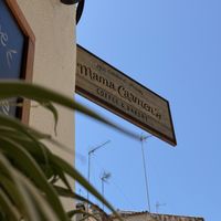 Cafe sign  at Mama Carmen's Coffee & Bakery in Mallorca