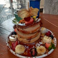Chocolate banana pancakes (very fluffy) at Mama Carmen's Coffee & Bakery in Mallorca
