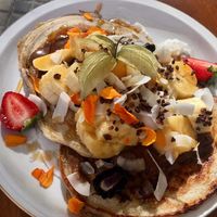 Banana pancakes at Mama Carmen's Coffee & Bakery in Mallorca