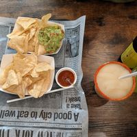 Chips, guac, salsa and margarita! at Los Primos in Annecy
