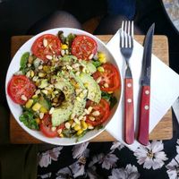 Vegan gluten free salad with avocado at Marcus in Vlissingen