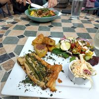 Vegan quiche and kofta salad bowl at The Crew Yard in Edwinstowe
