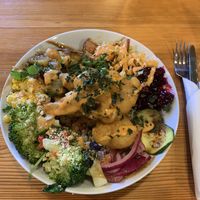 Buddha bowl with cauliflower tempura !  at The Crew Yard in Edwinstowe