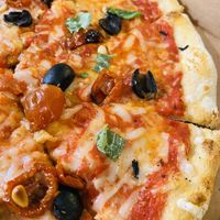 Vegan pizza which was amazing  at The Cornish Pizza Company in St Agnes