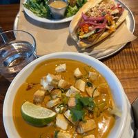 Pumpkin Curry and Bahn Mi sandwich at Esters Neighborhood Pub in Denver