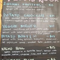 Menu at Veggie Nook in Bowral