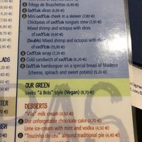 Menu at Bacalhau na Vila in Sintra