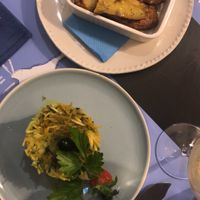 Leeks a brás style, and sweet potatoes  at Bacalhau na Vila in Sintra