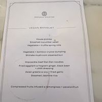 Vegan banquet menu  at Donna Chang in Brisbane