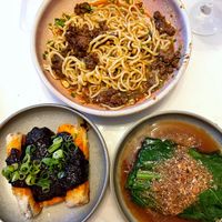 Mains - Dan Dan noodles, Asian greens, crispy eggplant with black bean chilli sauce  at Donna Chang in Brisbane