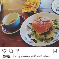 The all Star plant based burger with vegan cheese with beetroot blood texture. at Hubbox in Truro