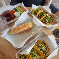 Elote, wings, chorizo tacos at Earth Plant Based in Phoenix