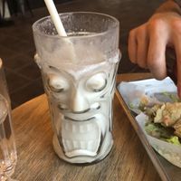 Vanilla milkshake had a coconut taste. We drank it within 5 minutes  at Earth Plant Based in Phoenix