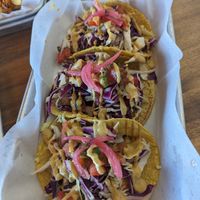 Shrimp tacos at Earth Plant Based in Phoenix