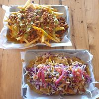 Boss fries, Crazy shrimp tacos USD$11 at Earth Plant Based in Phoenix