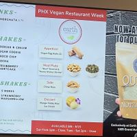 Menu  at Earth Plant Based in Phoenix