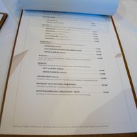 One page of the menu at Arezu at Arezu in Vienna