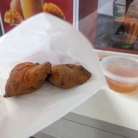 Samosa with mango chutney at Chai Walla in Cambridge