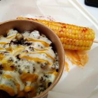 Sweet corn and diced potatoes at Vegan Jus in Strongsville