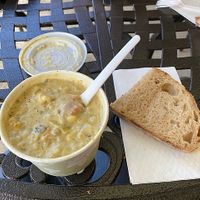 Vegan Vegetable Barley Soup with freshly baked bread at Lighthouse Center Bakery and Cafe in Umpqua
